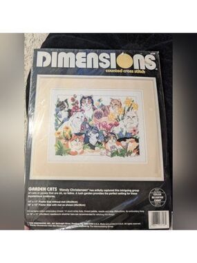 Dimensions: Garden Cats Counted Cross Stich Kit - 14x11 Inches , #3726